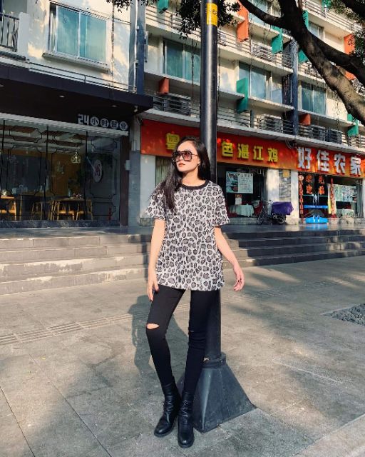 Áo len dạ hoạ tiết da báo | BigBuy360 - bigbuy360.vn