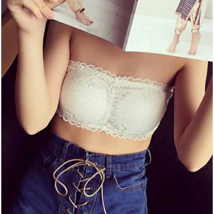 Áo Croptop Hai Mặt Có Đệm Mút Một Kích Thước Màu Trắng One Size Cho Nữ