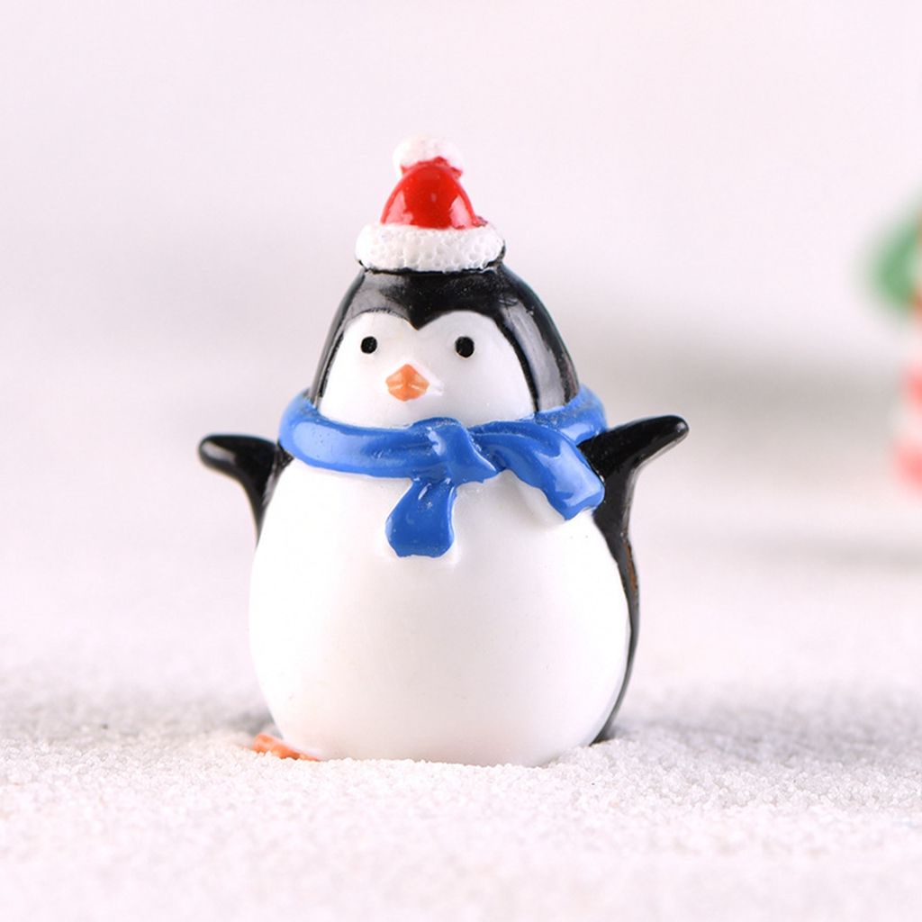 DELMER Desktop Penguin Miniature DIY Micro Landscape Penguin Ornaments Toy Christmas Pendant Cute Crafts 4 Styles Fairy Garden for Kids Christmas Decor