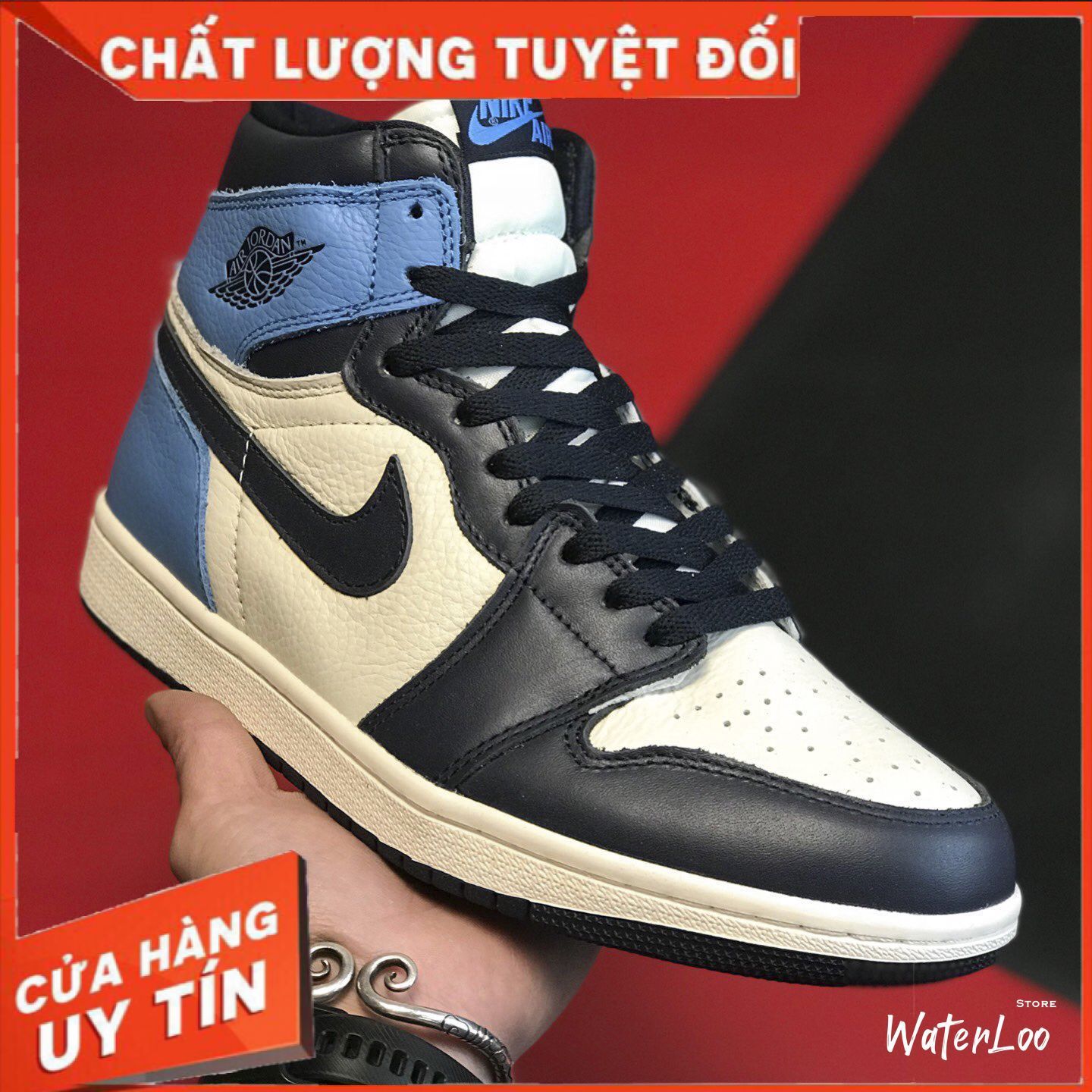 [FREESHIP+HỘP+QUÀ] Giày Thể Thao Sneakers AIR JORDAN 1 Retro High Obsidian UNC xanh than gót xanh dương cao cổ | BigBuy360 - bigbuy360.vn