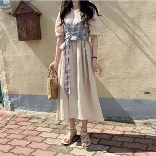 Đầm xoè dài thắt eo