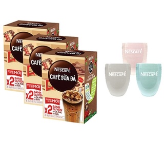 Combo 3 hộp Nescafe sữa tặng kèm 3 ly