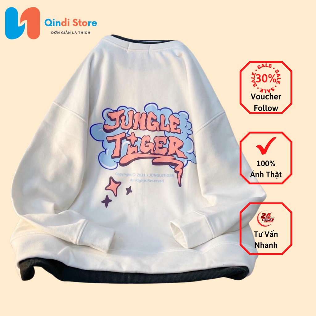 [Có Video +Ảnh Thật] Áo Sweater Nữ Jungle Tiger Form Rộng Thoải Mái Qindi Store MS 598