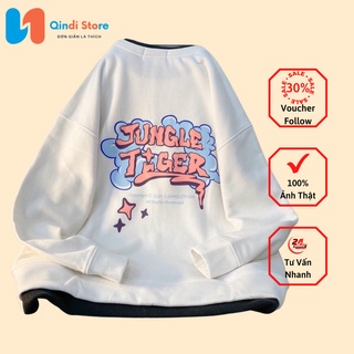 [Có Video +Ảnh Thật] Áo Sweater Nữ Jungle Tiger Form Rộng Thoải Mái Qindi Store MS 598
