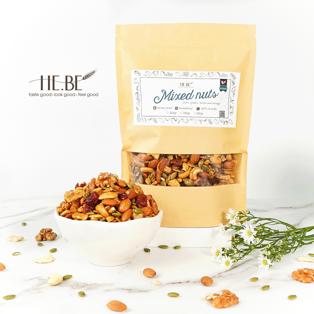 [Mã SKAMSALE06 giảm 10% tối đa 100K đơn 150K] Mix Nuts Granola Full Hạt Nướng Mật Ong (Rất Ít Yến Mạch) by Hebe | BigBuy360 - bigbuy360.vn