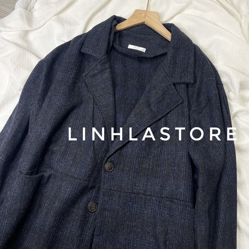 ÁO VEST DẠ XANH THAN  ÁO DẠ BLAZER
