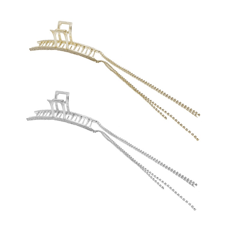 Kẹp Tóc Đính Đá Phối Tua Rua Dài Phong Cách Pháp