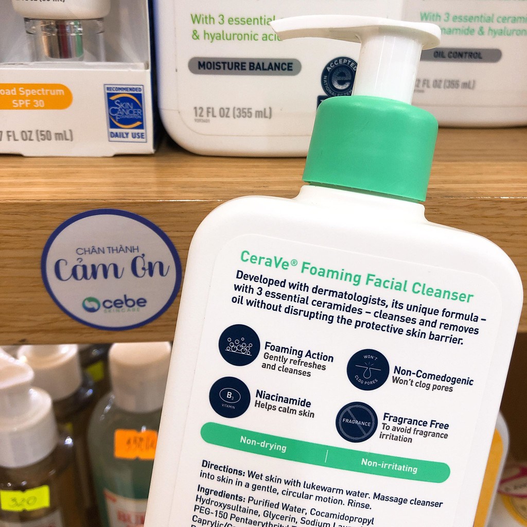 [Mã 1911FMCGSALE giảm 8% đơn 500K] Sữa rửa mặt CeraVe Foaming Facial Cleanser (355mL) | BigBuy360 - bigbuy360.vn
