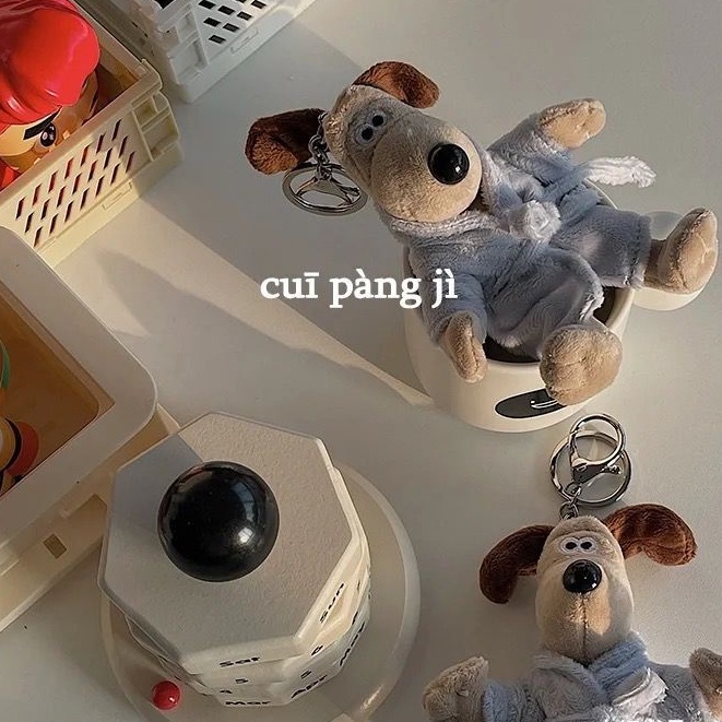 Móc Khóa Hình Cún Mặc Áo Choàng Tắm Dễ Thương