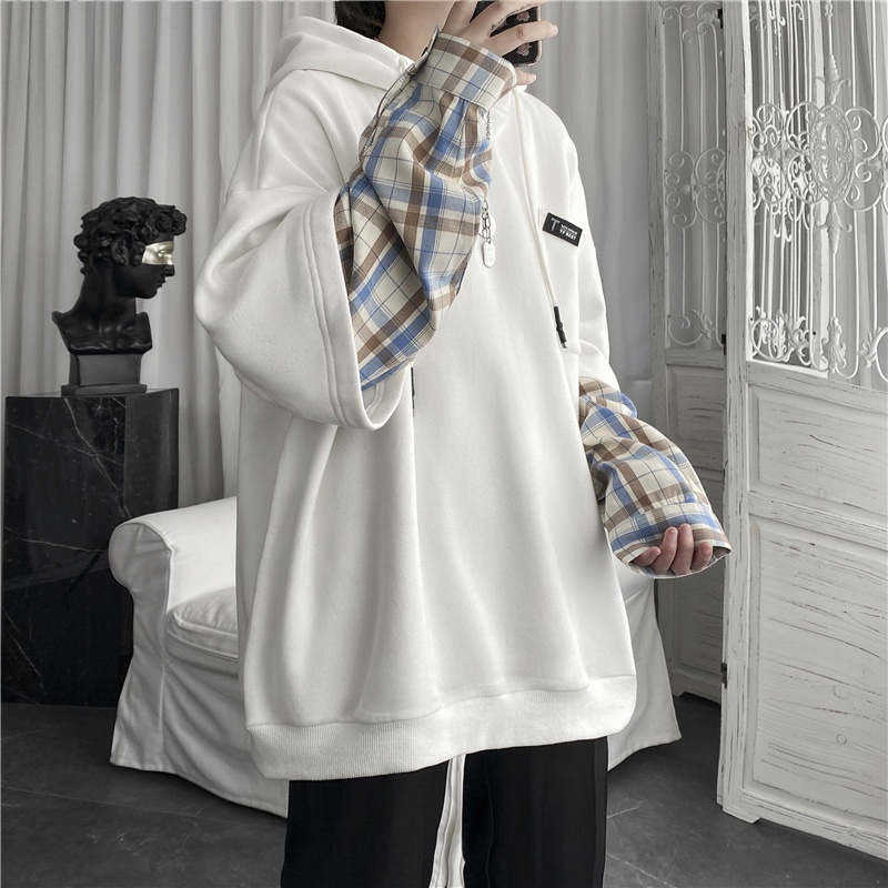 Áo hoodie dài tay giả hai lớp phong cách năng động trẻ trung dành cho nam