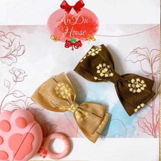 🎀KẸP TÓC NƠ NHỎ HOẠ TIẾT HOA NHẸ NHÀNG HANDMADE AD0032🎀