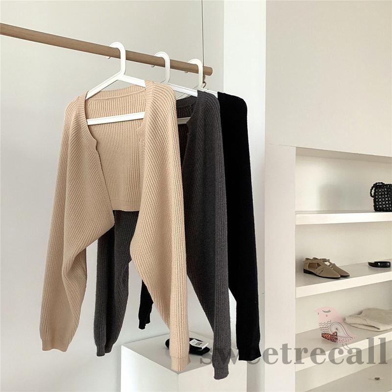 Áo Khoác Cardigan Dệt Kim Tay Dài Màu Trơn Thời Trang Mùa Thu Cho Nữ | BigBuy360 - bigbuy360.vn