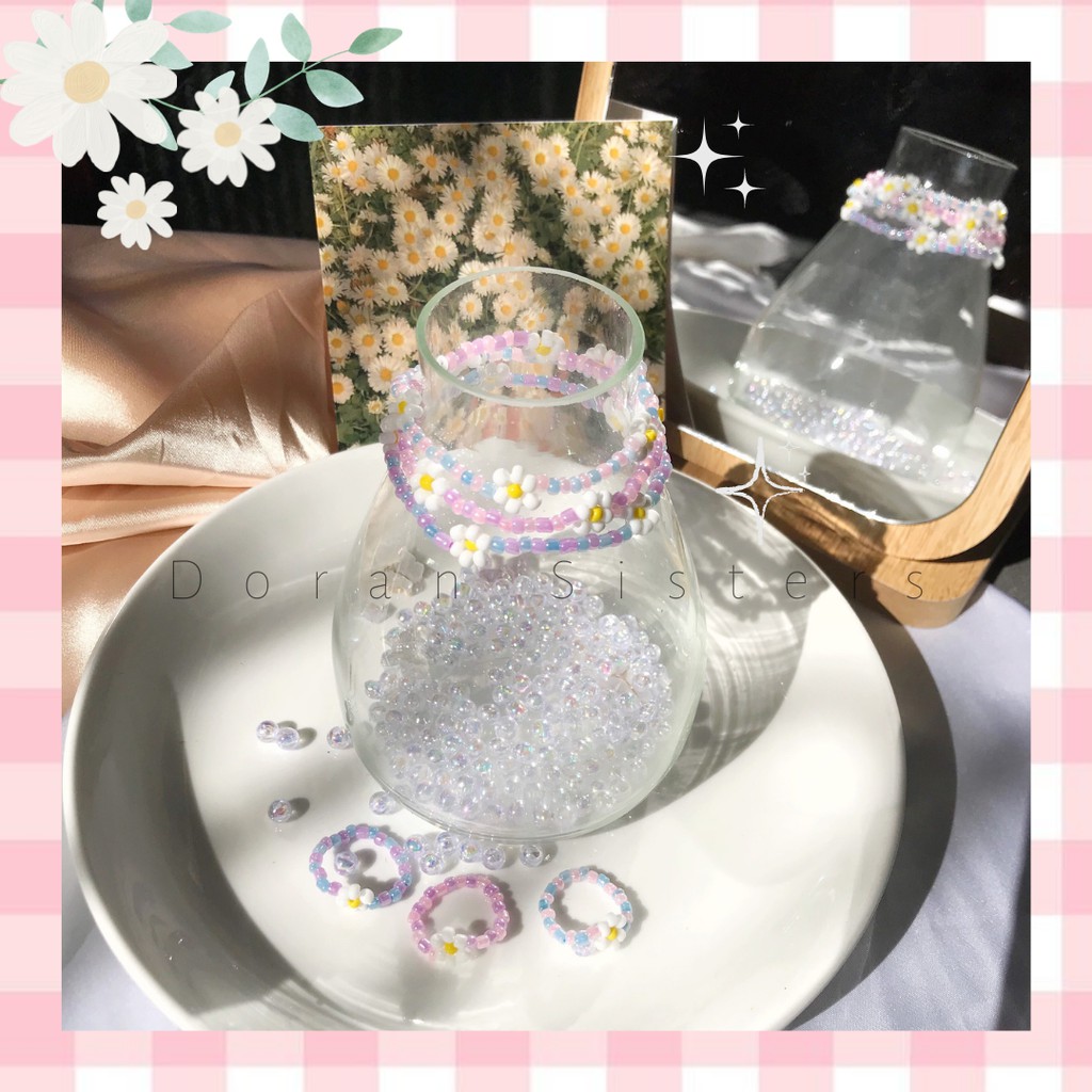 |Vòng handmade| - Vòng tay hạt cườm hoa cúc Daisy màu pastel siêu dễ thương 🌼🌼🌼