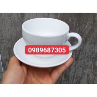 Combo 10 bộ cốc + đĩa capuchino trắng