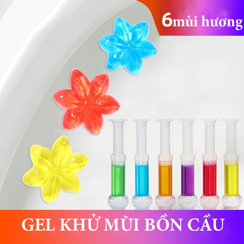 Gel thơm khử trùng bồn cầu-gel khử mùi toilet hình bông hoa - 6 mùi thơm