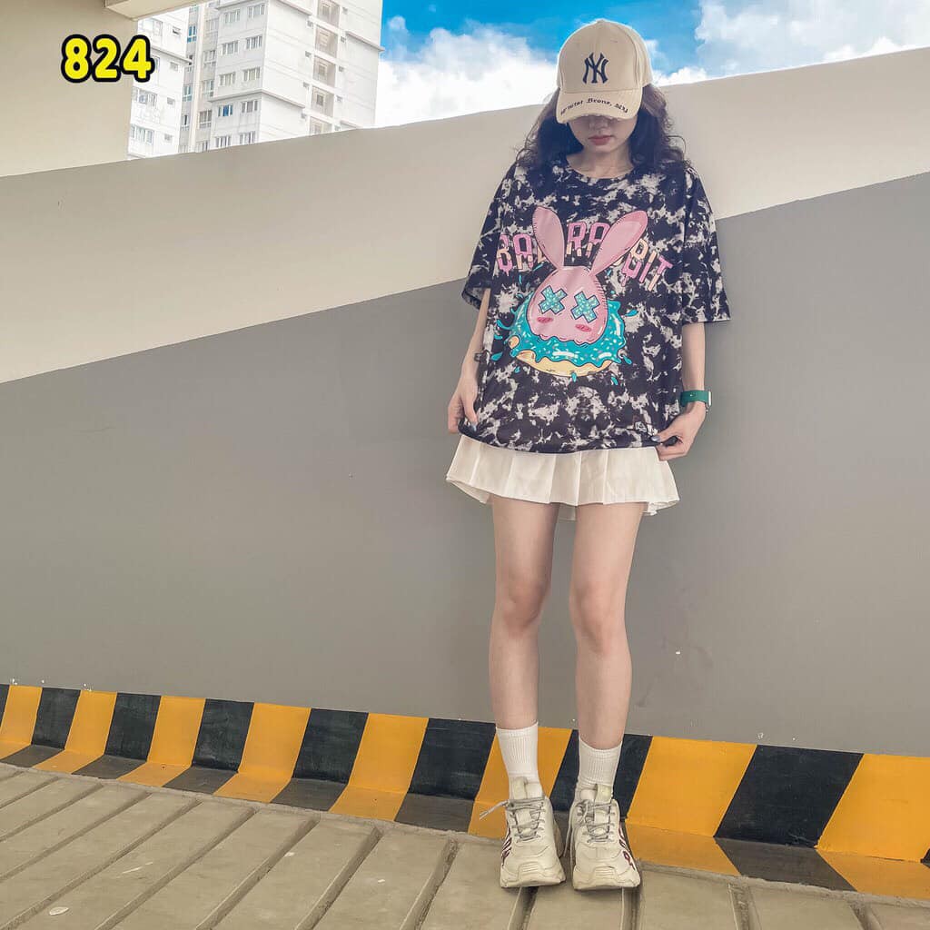 Áo thun nam nữ mặc được loang màu in hình THỎ RABBIT