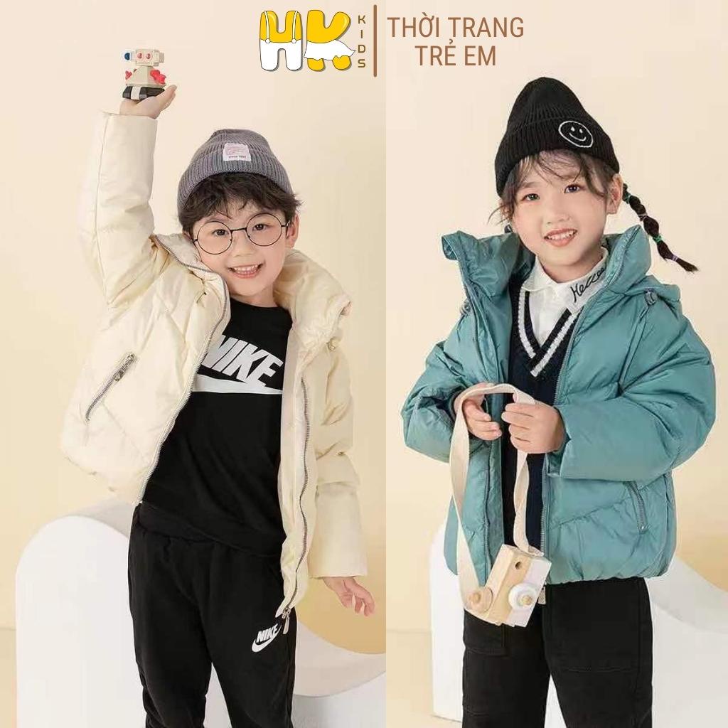 Áo phao lông vũ cho bé từ 4 đến 10 tuổi, áo khoác siêu nhẹ kèm mũ cho bé trai và gái - HK KIDS (mã 78302)