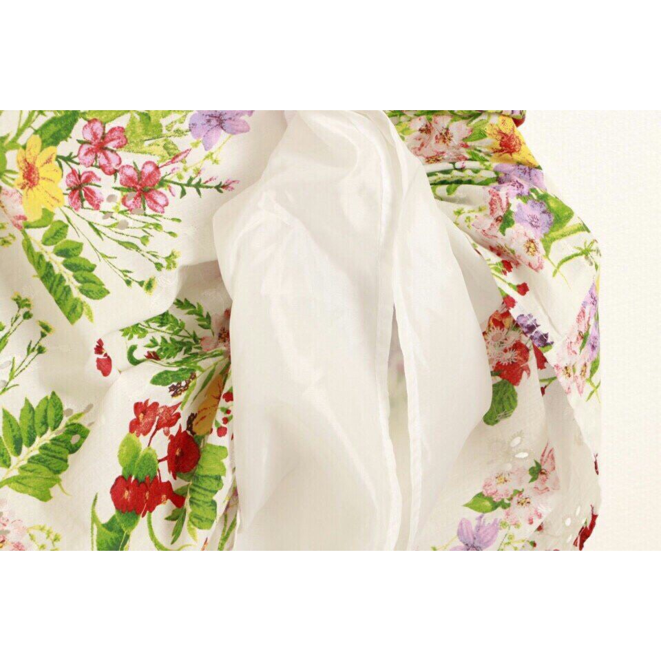 Đầm sô cotton thêu in hoa xuất dư