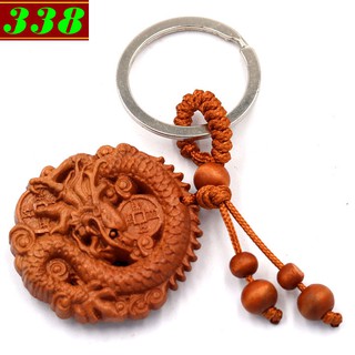 Combo 3 móc chìa khóa tượng Rồng gỗ đào 3 chiều