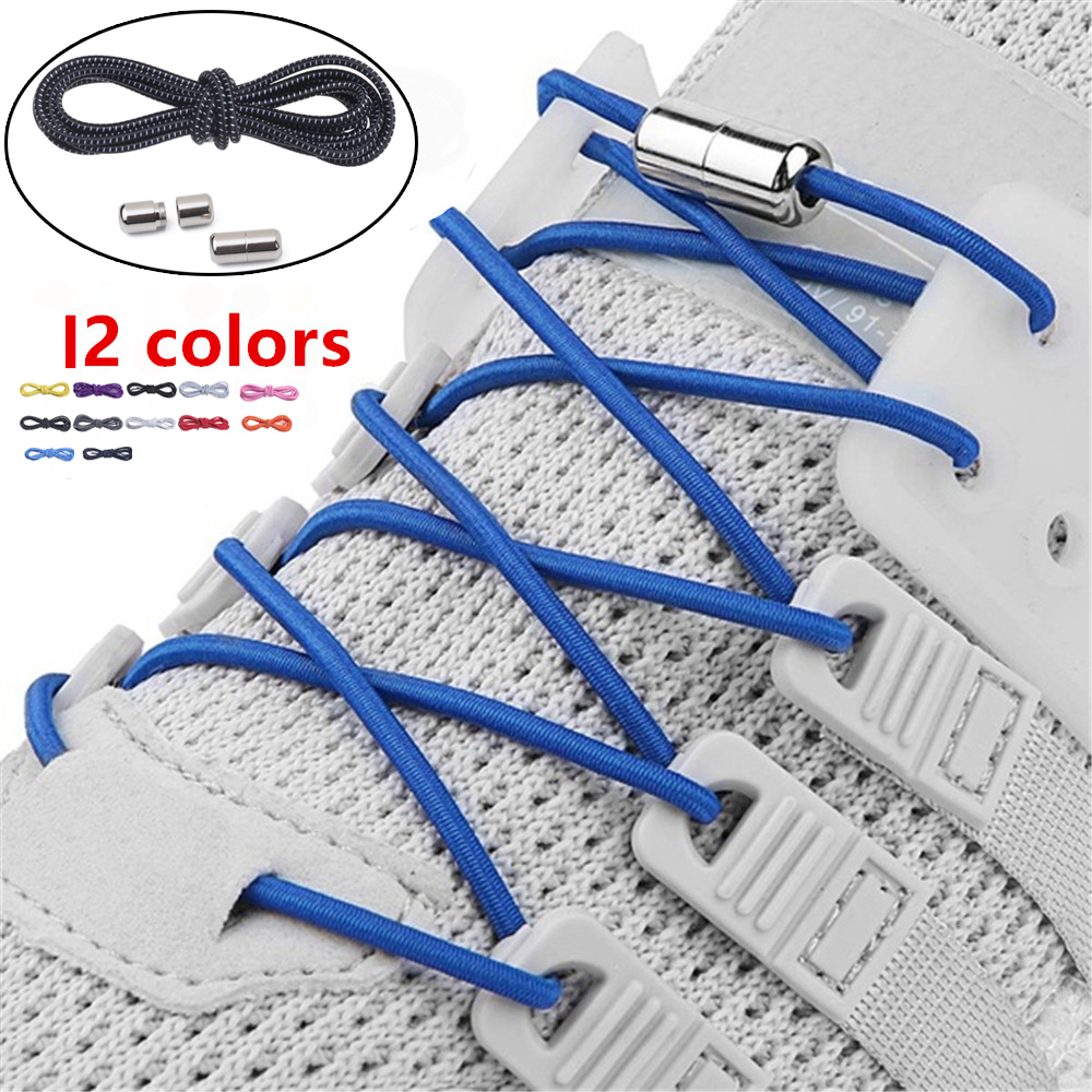 Dây giày thể thao 12 màu không cần buộc co giãn sành điệu cho trẻ em và người lớn
