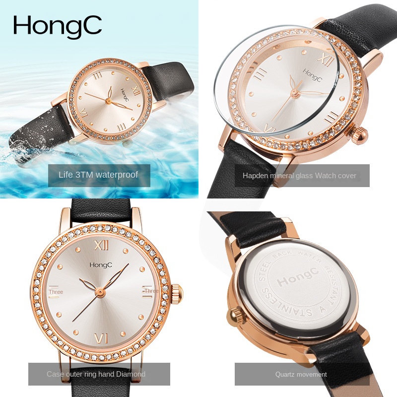 Đồng Hồ Đeo Tay Máy Quartz Đính Kim Cương Thời Trang Cho Nữ