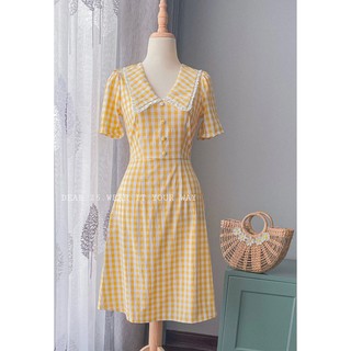 DEAR 25 - Mia Dress (váy kẻ caro vàng trắng)
