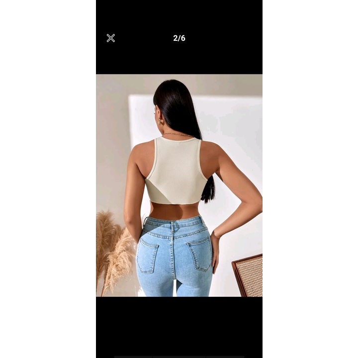 [Mã FAMARAL2 giảm 10K đơn 50K] Áo ba lỗ croptop nữ ôm body khoét nách sâu HAGA cổ tròn vải tăm lạnh ABLVB35 | BigBuy360 - bigbuy360.vn