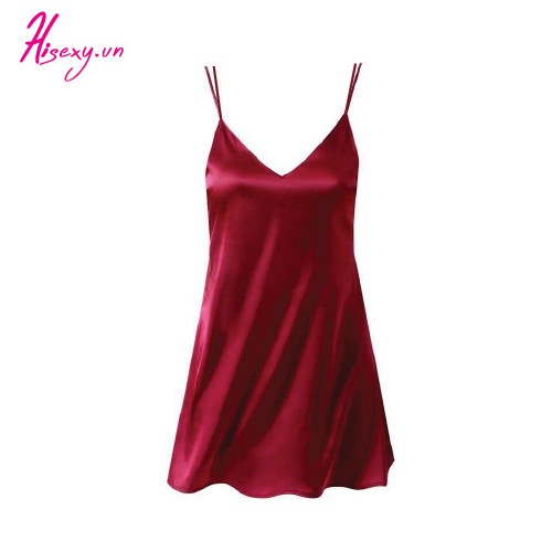 HISEXY Váy Ngủ 2 Dây Nữ Liền Thân Chất Lụa Satin Cao Cấp Đủ Size Dưới 85Kg MD08 - HÀNG MỚI VỀ