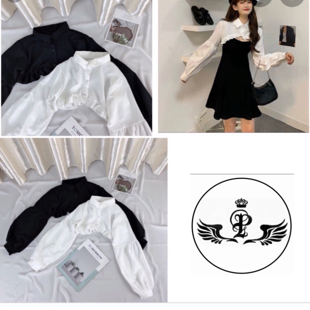 Set Áo Sơ MI Croptop Tay Phồng , Đầm Body 2 Dây Phong Cách Kiểu Hàn Quốc (có quay video thật của shop)