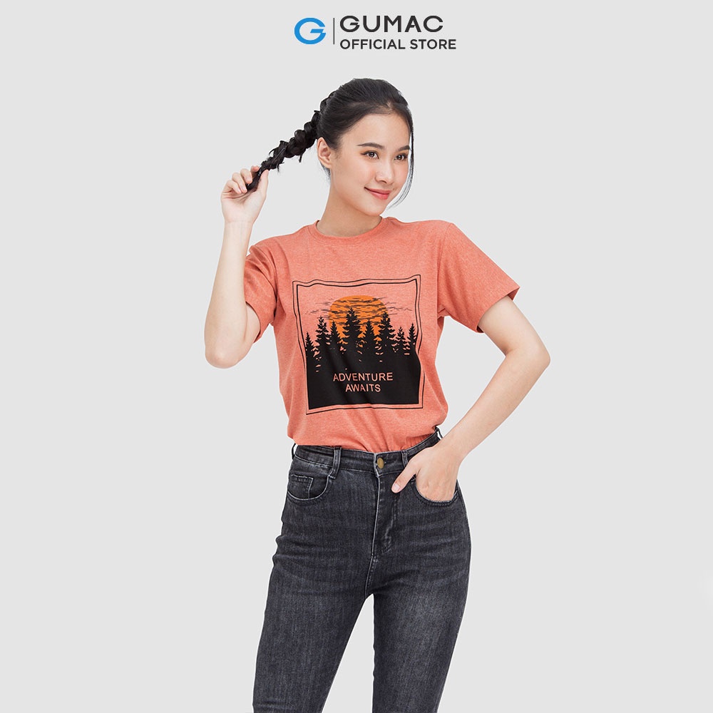 [Mã WABRGUM giảm 10% tối đa 30K đơn 99K] Áo thun nữ in họa tiết núi rừng thời trang GUMAC ATC04015