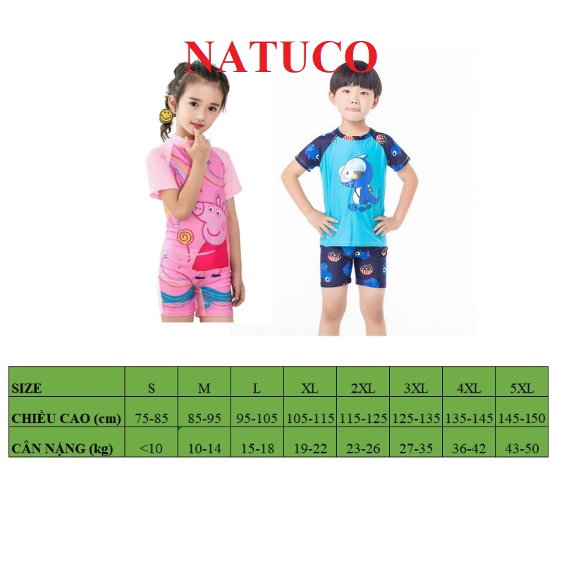 [ Size 10-50 kg]-Bộ quần áo và mũ bơi cho bé trai từ 3 đến 9 tuổi