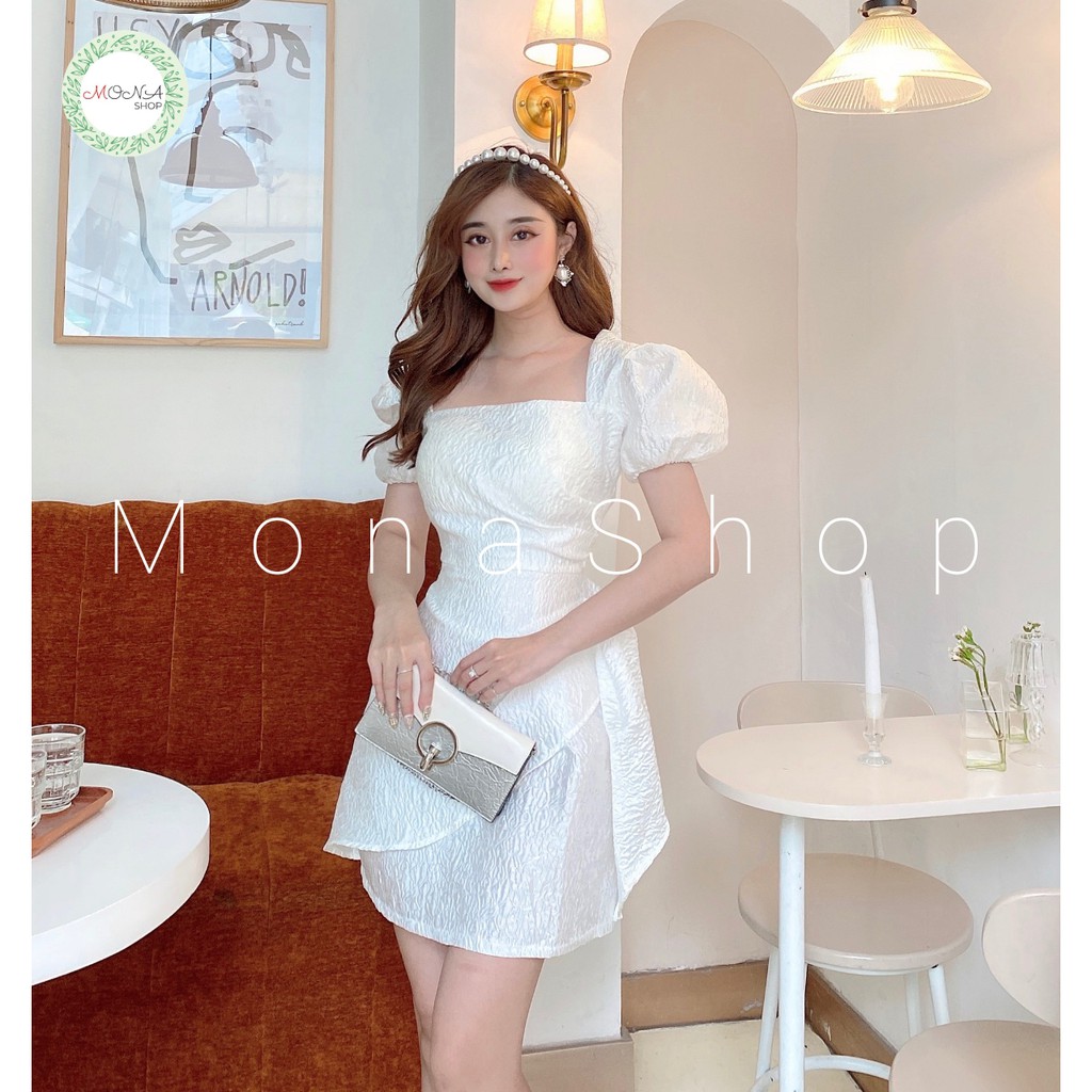 Váy Dự Tiệc Đầm Nữ Thiết Kế Lụa Gấm Tay Phồng Bèo | BigBuy360 - bigbuy360.vn