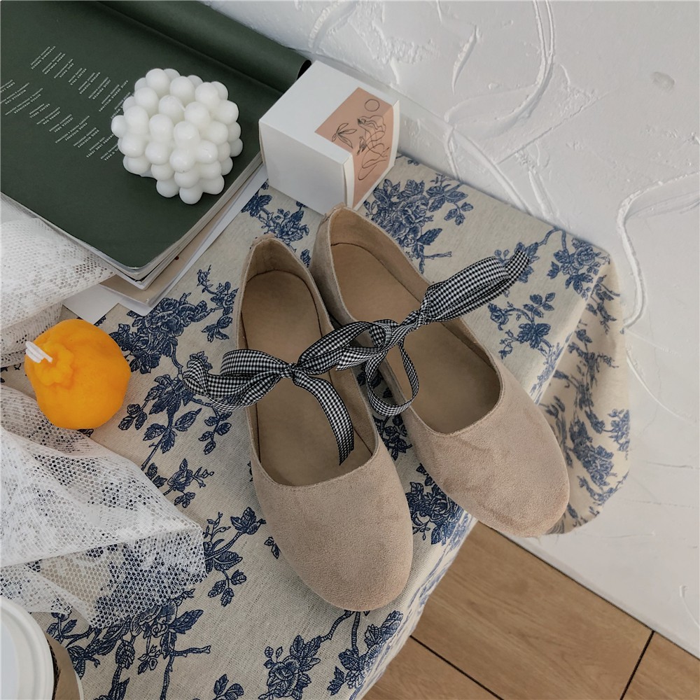 Giày Bệt Búp Bê Nữ Thắt Nơ caro Duyên Dáng | BigBuy360 - bigbuy360.vn