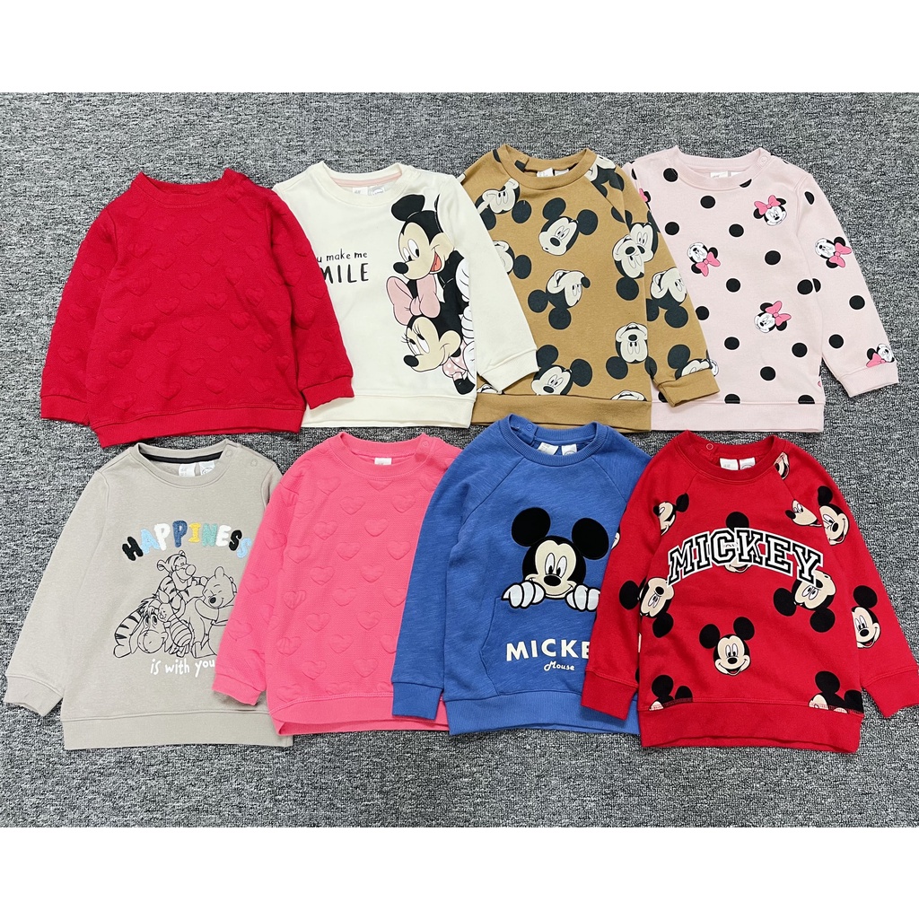 Áo tay dài Bigbaby chất nỉ mềm hàng H.M Cambo xuất dư size nhí cho bé 3 tháng đến 2 tuổi