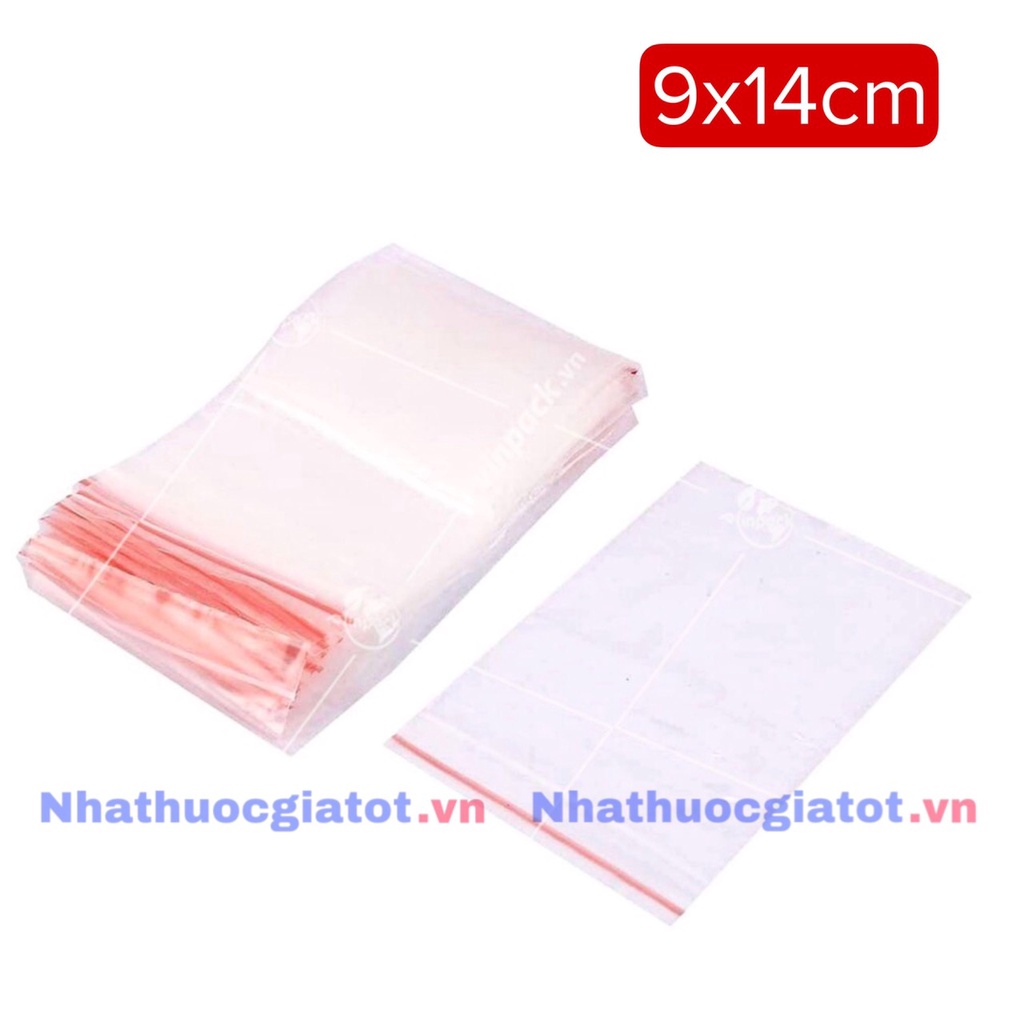 100g Túi Zip Chỉ Đỏ Size Nhỏ 9x14cm Loại Dày, Chắc Chắn Dùng Đựng Gia Vị