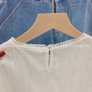 [S1127]⛈ Áo sơ mi trắng BABYDOLL cúc bọc pha ren (Có sẵn/ảnh thật)