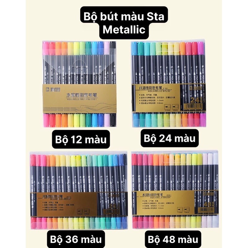 Bộ bút màu Sta Metallic 2 ngòi (ngòi brush và ngòi lông)