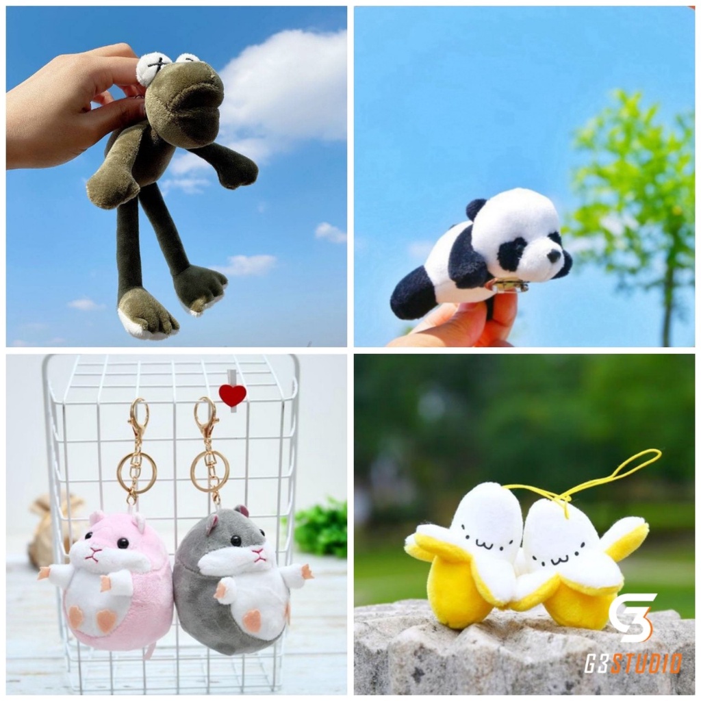 Móc Khoá Thú Bông Treo Balo Ngộ nghĩnh, Gấu Bông Nhỏ Phụ Kiện Dễ Thương