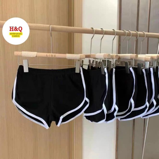 Quần đùi nữ mặc đi ngủ ở nhà viền trắng thể thao tập gym chất thun mềm mát _ Huyền Quang