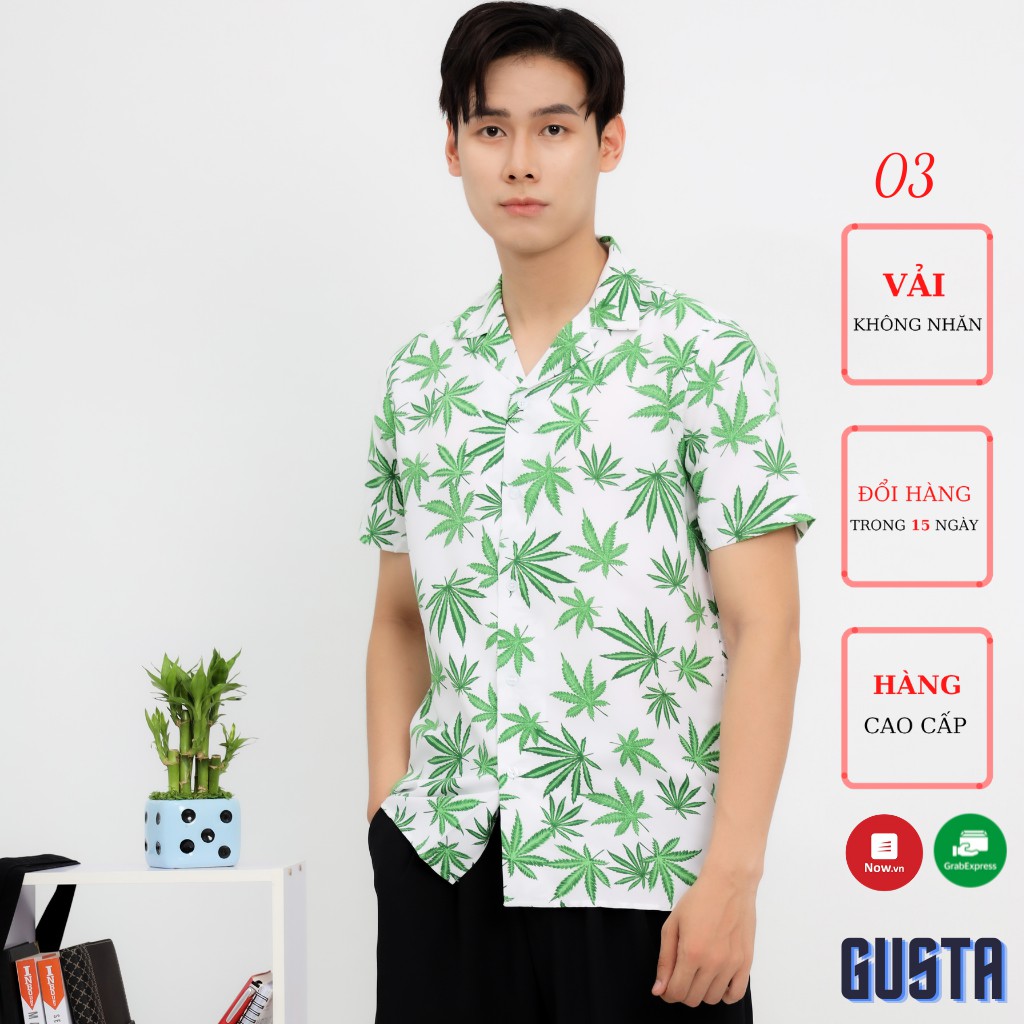 Áo Sơ Mi Đi Biển Họa Tiết Nam Tay Ngắn 16- Áo Sơ Mi Họa Tiết Hawaii - Cao Cấp - Không Nhăn - SMHT - GUSTA
