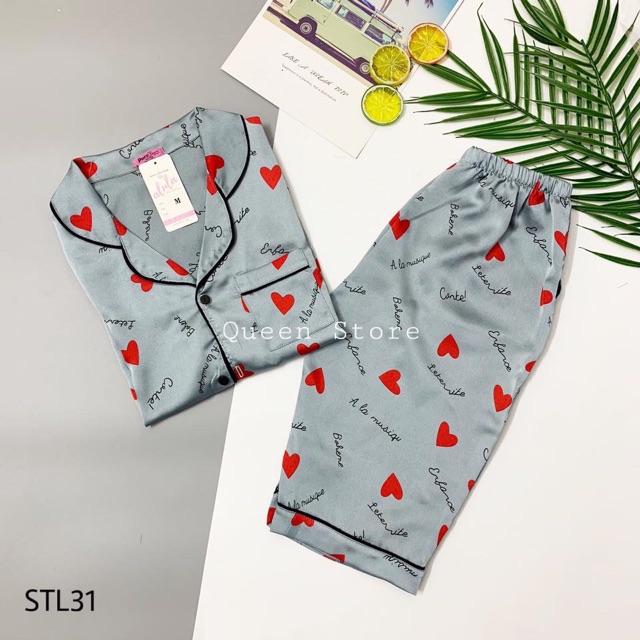 Bộ Ngủ Pijama Lụa Satin Cao Cấp Tay Ngắn Quần Lửng 🔥 🔥 Ảnh Chụp Thật , Quần Có Túi | BigBuy360 - bigbuy360.vn