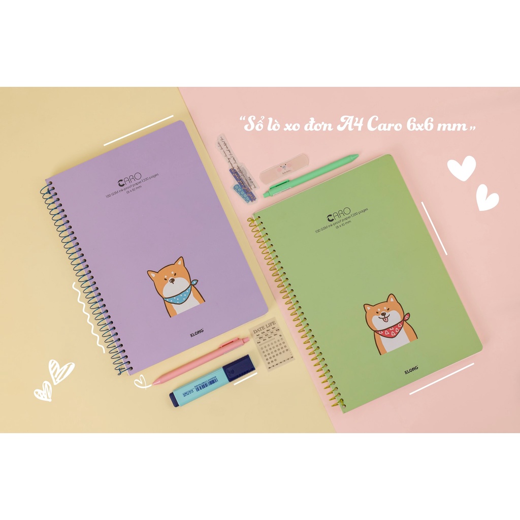 Sổ lò xo đơn Caro (6 x 6) mm A4, giấy 100gsm không lem, viết Bullet Journal - 200 trang; MS 590