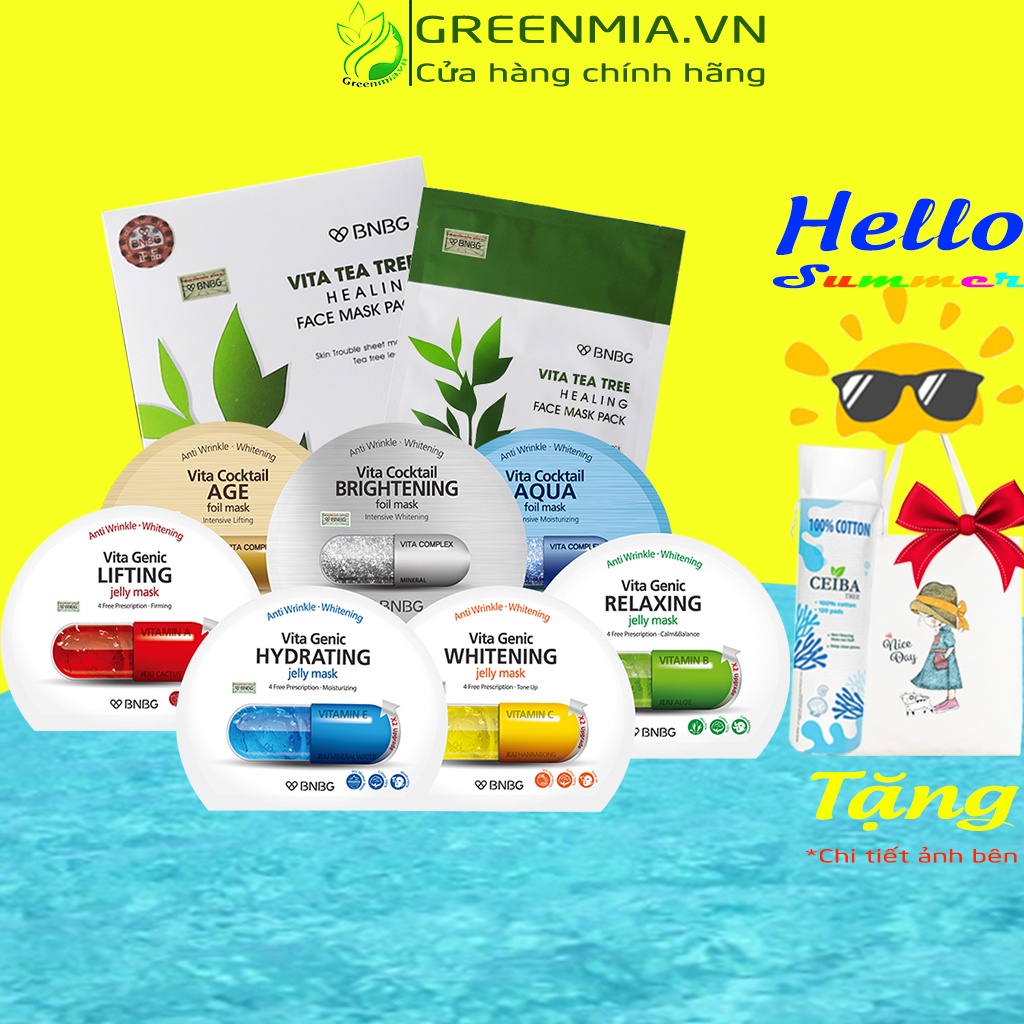 Mặt Nạ BNBG Hàn Quốc miếng lẻ Dưỡng Trắng Cấp Ẩm Thư Giãn Vita Genic