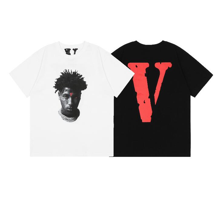Áo thun cotton ngắn tay in hình Vlone thời trang cho nam nữ