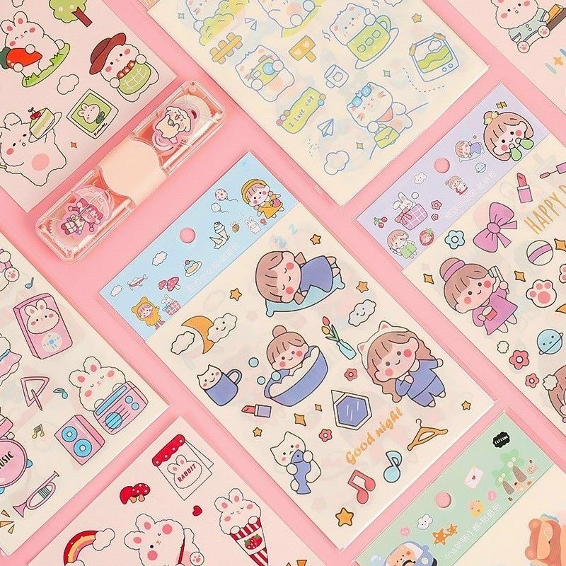 Set sticker 4 miếng dán hoạt hình dễ thương, chống nước