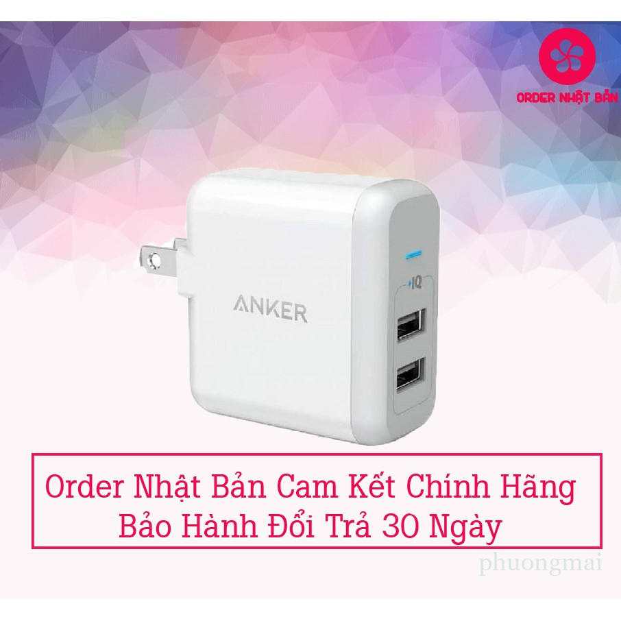 Củ Sạc Nhanh Anker Powerport 2 Elite 24W Cho Điện Thoại Android và iPhones