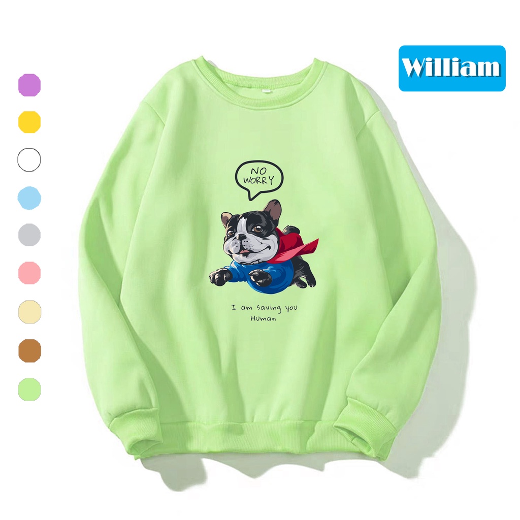 Áo sweater nam nữ in hình Cún cực cute chất nỉ dày dặn, hợp làm áo cặp William - DS189