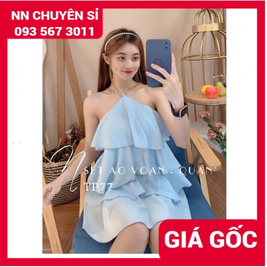 HÀNG ĐẸP - SET VOAN TẦNG PHỐI XÍCH TP77⚡ẢNH THẬT ⚡ SET ÁO VOAN KÈM QUẦN