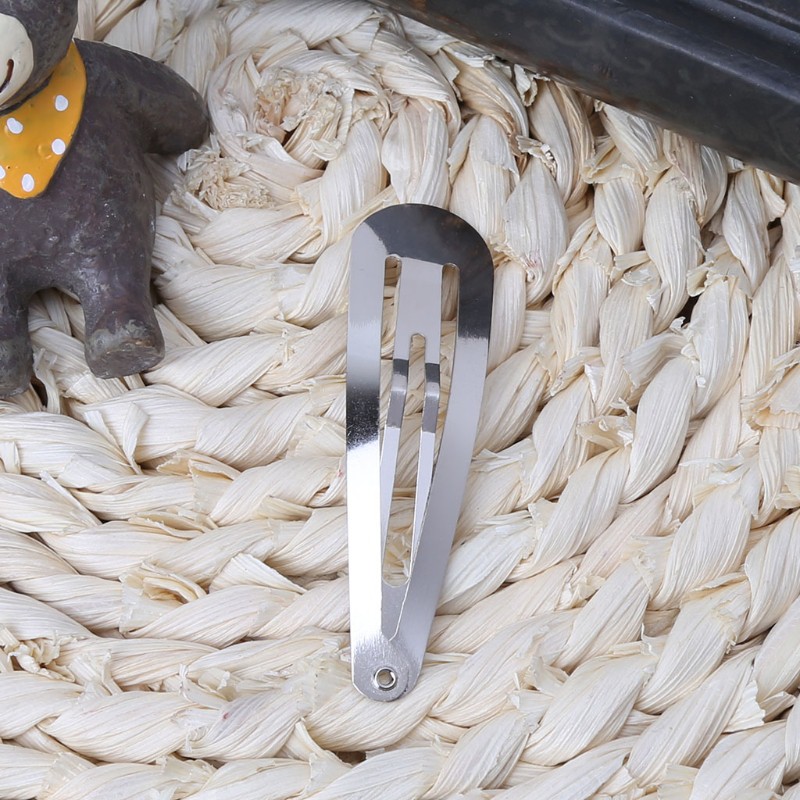 Set 50 kẹp tóc màu bạc có thể đính nơ DIY 32/45/55mm tùy chọn