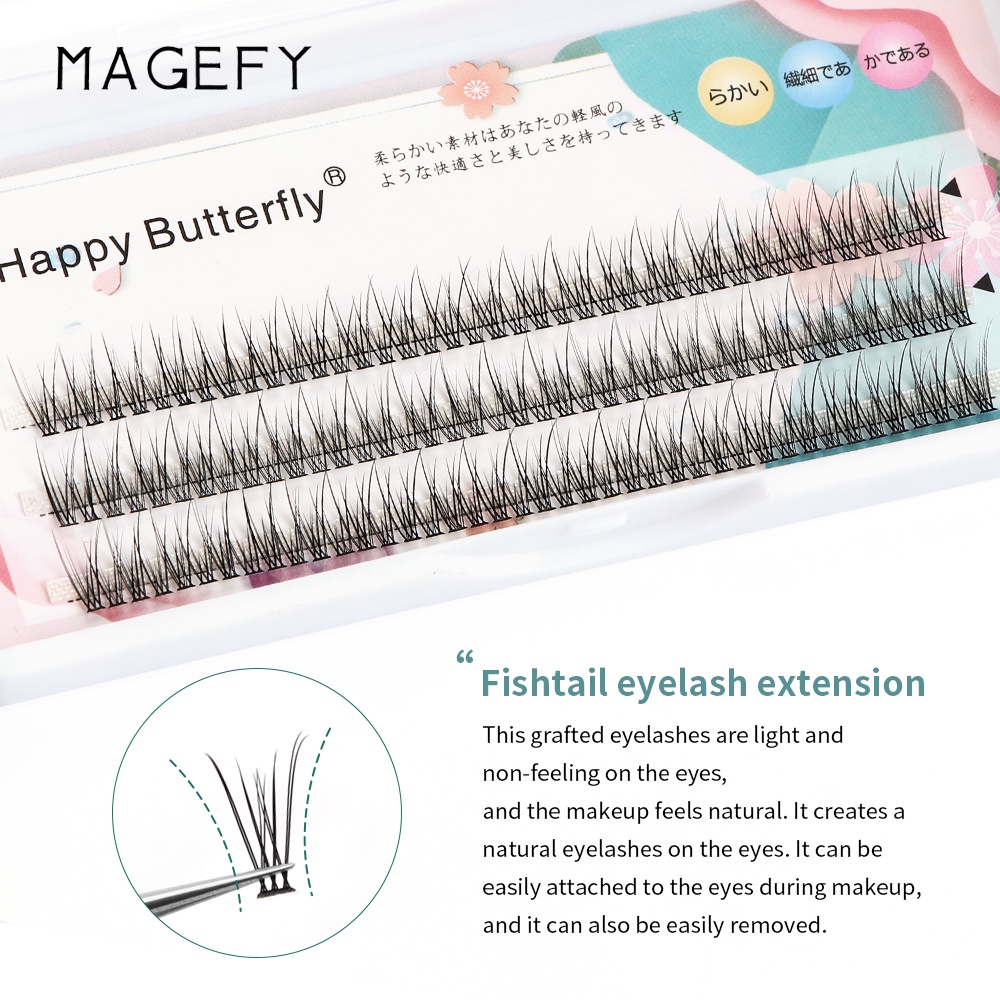 Hộp Lông Mi Giả MAGEFY Hình Đuôi Cá 10mm Màu Đen Tự Nhiên Trọng Lượng Nhẹ Dễ Sử Dụng